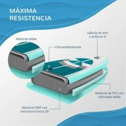 Tabla De Paddle Surf Hinchable Outsunny Blanca -Juguete Descuento Tienda medias 3984