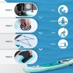 Tabla De Paddle Surf Hinchable Outsunny Blanca -Juguete Descuento Tienda medias 3985