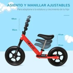 Homcom - Bicicleta De Equilibrio Regulable Sin Pedales Roja -Juguete Descuento Tienda medias 4180