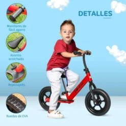 Homcom - Bicicleta De Equilibrio Regulable Sin Pedales Roja -Juguete Descuento Tienda medias 4181
