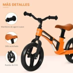 Homcom - Bicicleta De Equilibrio Regulable Sin Pedales Naranja -Juguete Descuento Tienda medias 4217