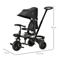 Homcom - Triciclo Bebé 4 En 1 Negro -Juguete Descuento Tienda medias 4223