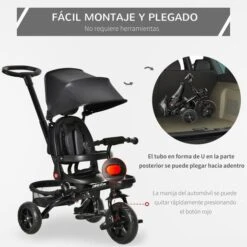 Homcom - Triciclo Bebé 4 En 1 Negro -Juguete Descuento Tienda medias 4225