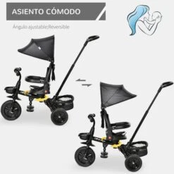 Homcom - Triciclo Bebé 4 En 1 Negro -Juguete Descuento Tienda medias 4226