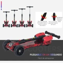 Homcom - Patinete Scooter Plegable 3 Ruedas -Juguete Descuento Tienda medias 4388